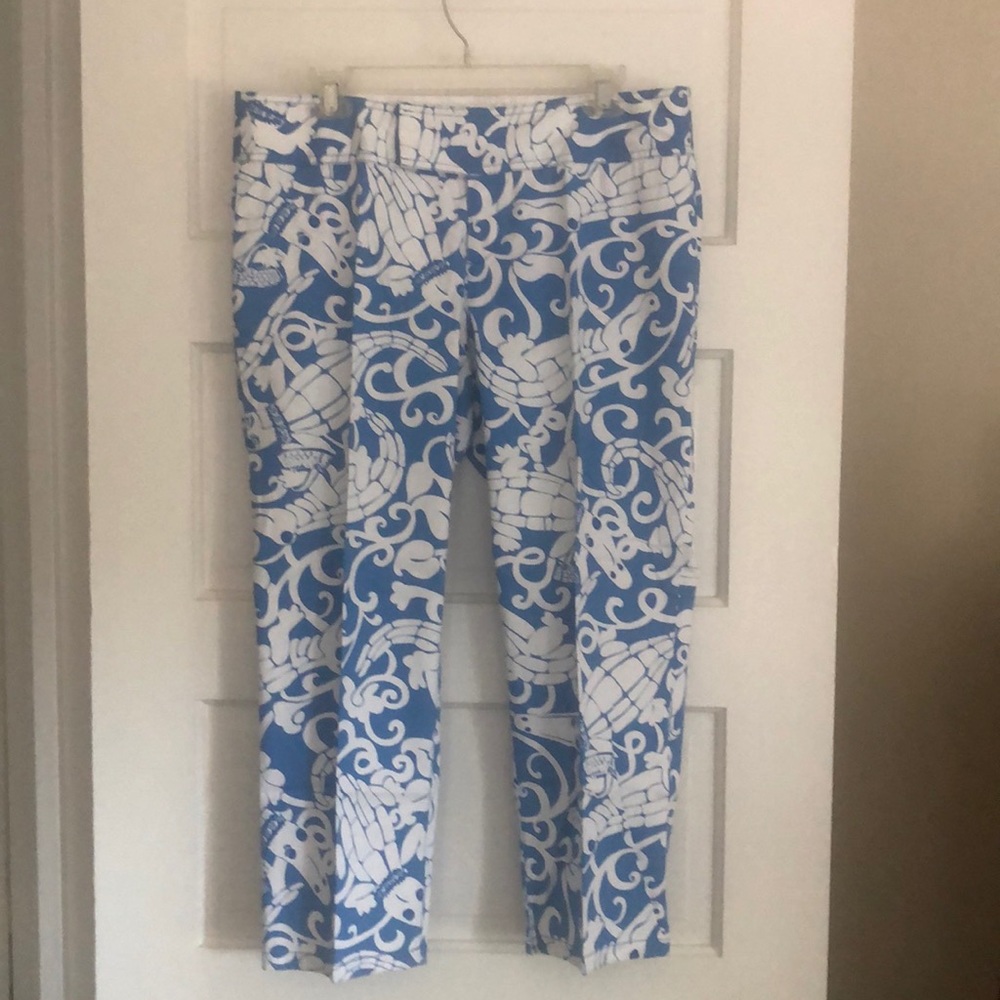 Lilly Pulitzer Blue & White Cropped Printed Pants